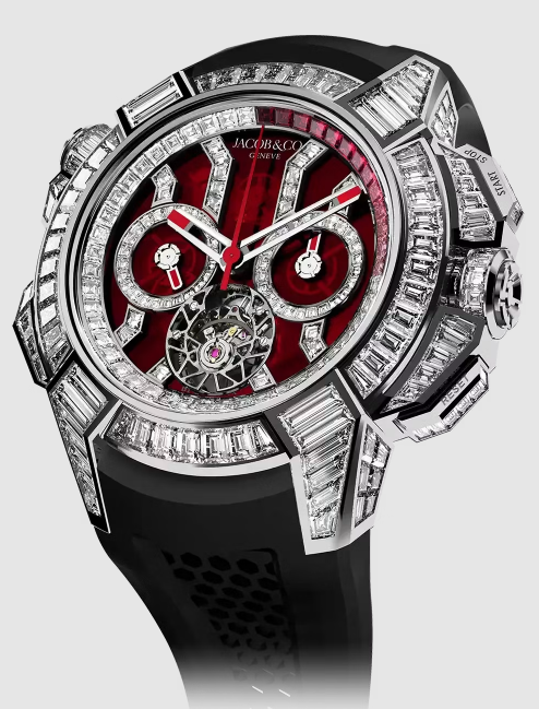 Jacob & Co epic x chrono tourbillon baguette RED CRYSTAL EC380.30.BD.AB.A Replica watch (image for) Jacob & Co epic x chrono tourbillon baguette RED CRYSTAL EC380.30.BD.AB.A Replica watch